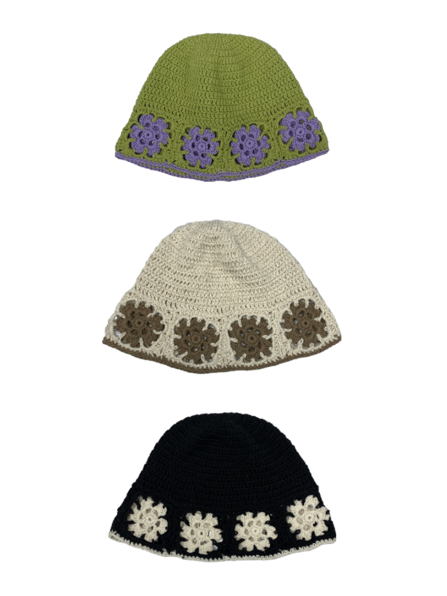 [BEST] Flower knitting bucket-hat (3color)